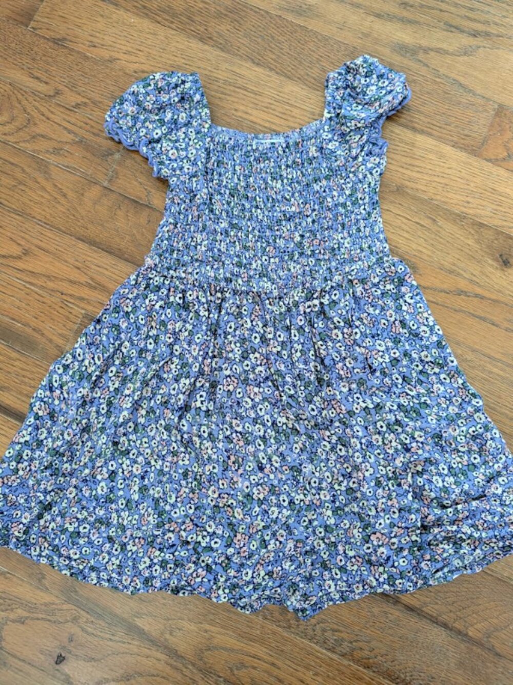 Blue Floral Ruffle Sleeve Dress for Girls 2T